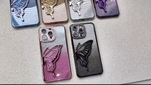 เคสโทรศัพท์ กริตเตอร์ หรูหรา สำหรับรุ่น SAMUSNG A55 A16 A17 A12 A56 A36 S24FE S25FE เคส กันกระแทกมุม ป้องกันกล้อง ผีเสื้อ น่ารัก ตั้งได