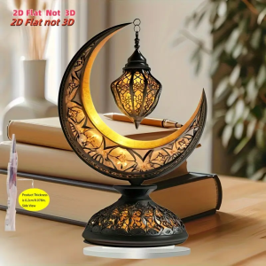 Elegant Crescent Moon & Lantern Tabletop Decoration Home Office Decor Ideal Holiday Gift - Stylish Lighting Decoration