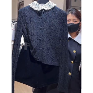 เรียบหรู สีดำ ถักเปิด คาร์ดิเกน พรางหุ่น ผู้หญิง เสื้อท่อนบน ทันสมัย หลากหลาย แขนยาว Regular Fit ฤดูร้อน เสื้อแจ๊กเก็ต