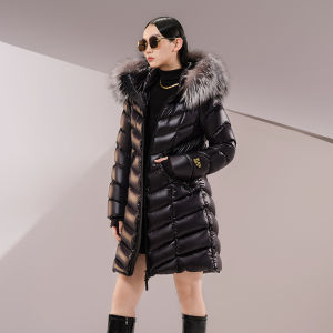 Guvet | High-End Black Fur-Collar Winter Insulated Slimming Long Womens Down Jacket