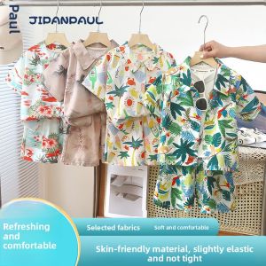 JIFANPAUL | Collar Short Sleeve Print Shirt Set for Boys