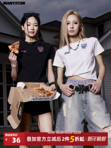 เสื้อยืดแขนสั้นผู้หญิง Manyston สไตล์อเมริกัน ทรงเข้ารูป สีขาว ทรงเข้ารูป สำหรับใส่ในช่วงฤดูร้อน ผ้าฝ้ายผสมโพลีเอสเตอร์