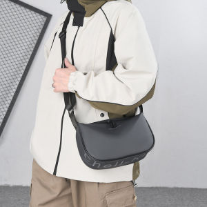 Mens Crossbody Bag Casual Oxford Cloth Single Shoulder Bag Large Capacity Dumpling Shape Waterproof Nylon Zipper Closure