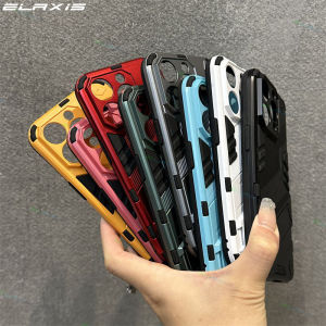 ELAXIS Casing for POCO M6 M5s M5 M4 M3 Pro 4G 5G Phone Case Luxury Composite Armor Lnvisible Folding Bracket Hard Back Cover ED003