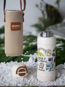 Enino Childrens Thermal Cup 600ml with Cup Cover 316 Stainless Steel Straw Straight Drinking Cup Boy Girl Water Cup