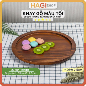 Khay Gỗ / Đĩa Gỗ Tròn Size 31cm 2 Tầng Màu Tối / Xà Cừ Nguyên Khối Decor Phong Cách Nhật Bản Trưng Bày Đồ Ăn Cao Cấp Sang Trọng Khi Phục Vụ Trưng Bày Các Món Ăn Tiệc Lễ Nhà Hàng Quán Lẩu Cafe Trà Bánh Steak Sushi Đạo Cụ Chụp Ảnh Món Ăn Chuyên Nghiệp