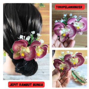 Jepit Rambut Korea Bunga Anggrek- Kep Rambut Jepit bunga anggrek cantik -Kep Hiasan Jepit Rambut Korea Orchid Hair Clip