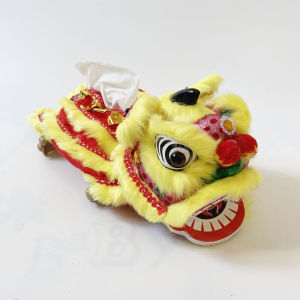 Luxury Lion Head Papertowel Holder Chinese New Year Decorations High End Light Luxury Dance Lion Paper Box Desktop Arrangement