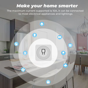 SMATRUL Tuya Wifi Mini Light Switch with Power Monitor 16A 2 way Controller Light Breaker Module Timer for Google Home/Alexa