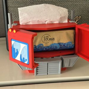 Cyber Truck Tissue Box Cover 3D Printed Optimus Prime Inspired Desktop Organizer Box Sci-Fi Robot Mecha Facial Tissue Holder & Storage Case for Office Home Table Decor Inner Width 150mm