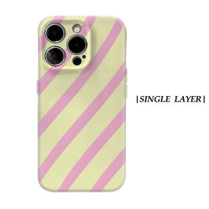 Potdemiel | Pastel Diagonal Stripe Phone Case for iPhone 17/16E/16/15/14/13/12/11/18 pro Max plus Double-layer Back Cover Compatible with Mu
