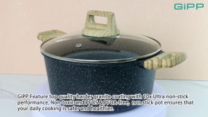 GIPP Non-Stick Soup Pot Casserole Induction Cooker Pot - 24/28cm Large Capacity Cooking Pot Granite No PFAS& PTFE& PFOA With Lid for All Stove