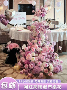 Artificial Rose Flowers Waterfall Silk Flowers Hotel Birthday Decorations Festive Table Centerpieces Wedding Decorations