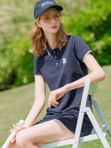 Paul Mid Length Long Length Short Sleeve T-shirt Skirt Womens Silm Slim Looking Temperament Small Size Tennis Pure Cotton Polo Collar Dress