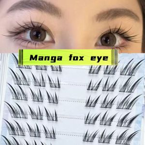 MIAOJIE Skew Flying Fox False Eyelashes Single Cluster Hybrid Extension Segmented Natural Fox Eye Effect Individual Lashes Makeu