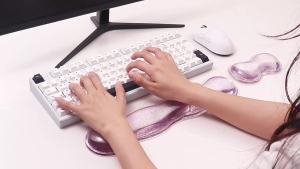 Glitter Purple Gel Keyboard Mouse Wrist Rest Ergonomic Hand Support Wrist Cushion Pain Relief Pad For Office Gaming Typing