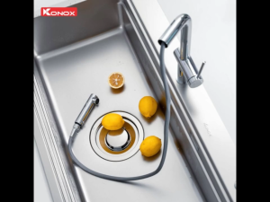 Vòi rửa bát thân mềm 3 đường nước Konox Combi Chrome nóng lạnh kết hợp nước RO