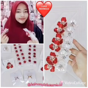 (1PCS) RING HIJAB MERAH PUTIH IMPORT PREMIUM / RING BROS BUNGA MAWAR DIRGAHAYU HUT RI / BROS RING KELOPAK BUNGA 17 AGUSTUS / RING BROS DAGU FASHION / AKSESORIS JILBAB | RING BROOCH / BKP8838