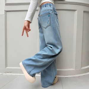 AINAO | Girls Denim Pants Loose Fit Trousers
