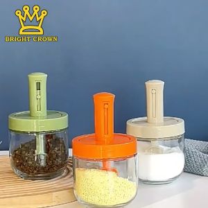 Bright Crown Botol Bumbu Kaca & Sendok Adjustable Kapasitas 300ML