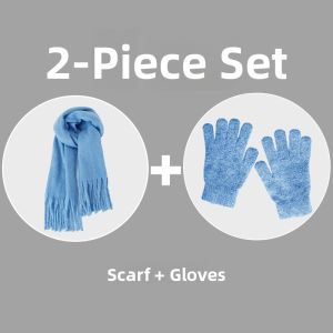 Blue Scarf Womens Winter Travel Warmth Set Thickened Cashmere Rectangle Shape Soft Comfortable Long Scarf for Cold Weather