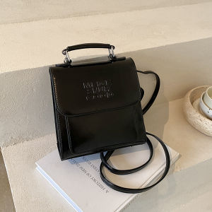 Fashionable Glossy Womens Backpack Simple Versatile Small Bag High-End Sensation Double Shoulder Bag Soft Surface PU Leather