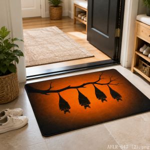VIKAMA Halloween Bat Floor Mat Soft Non-Slip Bathroom Mat Fall Holiday Entryway Decorative Rug Home Decor