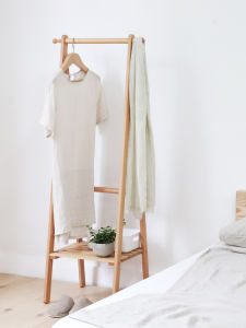 Solid Wood Small Floor Mini Clothes Rack Bedroom Bedside Simple Kids Clothes Hanging Rack Small Wooden Hanger