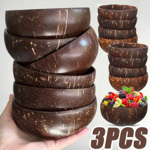 3ชิ้น9-16เซนติเมตรชามมะพร้าวธรรมชาติชุดช้อนไม้นำมาใช้ใหม่สมูทตี้ชามสลัดผลไม้โยเกิร์ตข้าวโอ๊ตตกแต่งบ้านเครื่องใช้สำหรับโต๊ะอาหารที่ใช้ในครัวงานปาร์ตี้