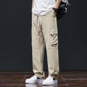 Quần dài thể thao nam MiiOW bằng lụa mỏng ống rộng - mùa hè