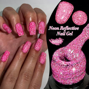 LILYCUTE 7ml Pink Red Fluorescent Reflective Gel Nail Polish Shining Glitter Neon Sparkling Soak Off UV Gel Nail Art Manicure