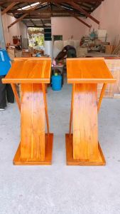 โพเดียมใหญ่ไม้สักทอง ขนาด กว้าง 45ซม.ยาว54ซม.สูง 113ซม แท่นพิธีกร ทำจากไม้สักเกรดดีอบแห้งอย่างดี