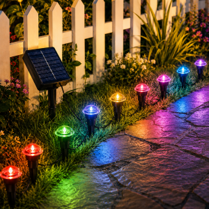 Solar Powered Ground Stake Pathway Lights Warm Glow Garden Walkway Lawn Yard Patio Landscape Decorative Lights
