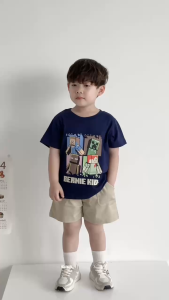 Áo thun tay ngắn cho bé trai họa tiết Mine Craft phong cách hàn quốc size 9 tới 28kg BERNIE T0225A19