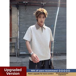LIUBU | Relaxed Smart Style Gingham Turn-down Collar Polo Shirt