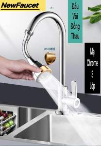 Vòi Nối Dài 2 Chế Độ Tia Nước Bẻ Cong Xoay Được 360º Dùng Cho Bồn Rửa Chén
