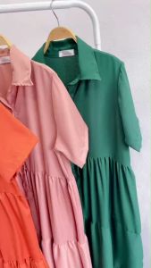 Maxi Dress เดรสยาว คอปกเชิ้ต ติดกระดุม TT22382