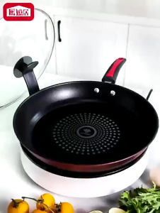 34CM High Quality Non-Stick Maifan Stone Extra Star Wok Cooker Smokeless Kitchen Cookware With Glass Cover