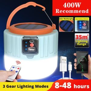 400W USB Solar Light Led Light With Remote Control Camping Lamp Waterproof Solar Lampu Power Bank Function Light
