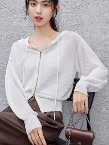 WANGGONGZHU | Fashionable Short Knitted Open Cardigan Womens Summer Thin New Ice Silk Sun Protection Top Korean Loose Style Breathable