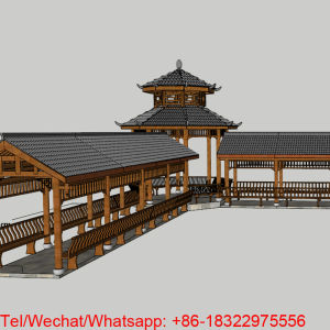 Outdoor leisure wooden corridor Outdoor wood Gazebo leisure wooden pavilionwooden Gazebo widely used in villa courtyard customized terrace landscapeschool wooden corridorChinese traditional timber frame pavilion