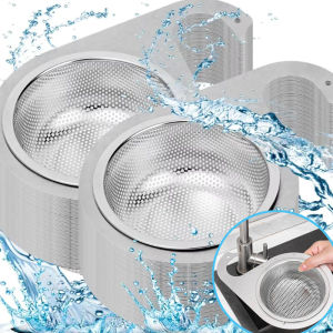 2PCS Thickened Stainless Steel Swan Sink Drain Basket Detachable Sink Leftover Vegetables Filter Dry Wet Separation Fruits Vegetables Cleaning Sink Storage Rack Kitchen Accessories