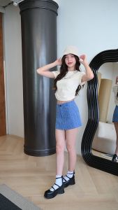 JARINYA เสื้อยืดปักเพรชโบว์ แต่งหย่นข้าง เนื้อผ้าเกรดดี ทรงสวย ไม่รัดมาก เนื้อผ้าใส่สบาย