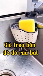 1 cái Giỏ Treo Bồn Rửa Chén Nhựa 2 Lớp Loại Dày Cao Cấp