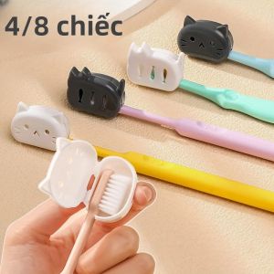 4/8 Chiếc Đầu Bàn Chải Đánh Răng Hình Mèo Vỏ Bảo Vệ Du Lịch Cắm Trại Bảo Vệ Bàn Chải Đánh Răng Nắp Nhựa Chống Bụi Cho Đồ Dùng Phòng Tắm