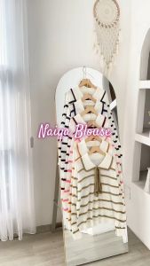 Atasan Wanita Rajut Motif Garis Kerah Lucu Bahan Knit Adem Best Seller Gemas