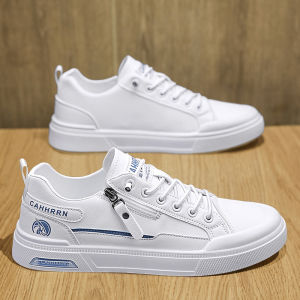 Casual Versatile Trendy Mens Low Top Leather Sneakers Comfortable Sporty Flat Heel Rubber Outsole round Toe Pure Color Shoes