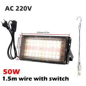 Full Spectrum 380-840nm Sunlight Growth Light IP65 LED 50W 100W 300W Plant Grow Light with EU US Plug for Indoor greenhouse