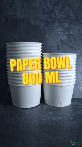 Paper Bowl 800 ml Isi 25 Pcs Mangkok Kertas Polos Putih Laminasi Ivory Rice Bowl