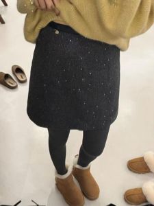 High Waist A-Line Mini Skirt Womens Wrap Body French Style Glowing Half-length Skirts Autumn Collection Slimming Effect